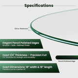 18 inch Round 1/4" Thick Pencil Polished Edge Glass Table Top with 6 Bumpers - Tempered - Photo 4