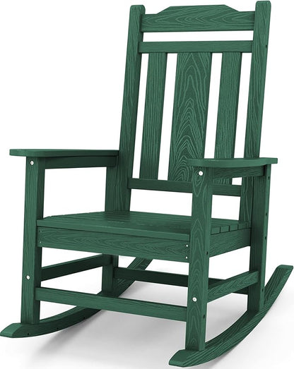 SERWALL HDPE Outdoor Rocking Chair for Adults, Outdoor Rocking Chairs, Patio Rocking Chair Sets, Green