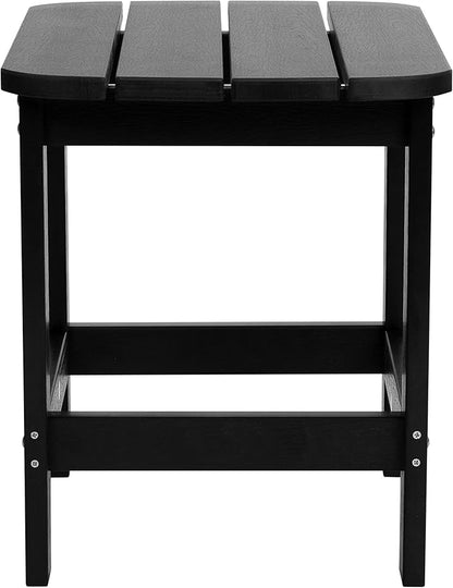 Flash Furniture Charlestown Tiered Commercial Poly Resin Adirondack Side Table - Black - All-Weather - Indoor/Outdoor