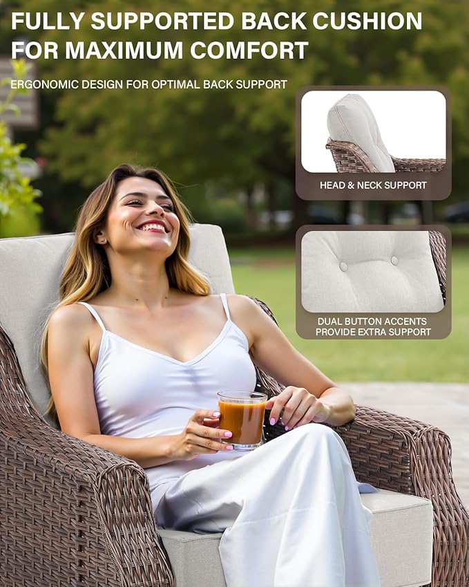 10 Piece High Back Outdoor Patio Furniture Set - Patio Conversation Set with Swivel Rocker Outdoor Chairs Set of 4 and - Photo 4
