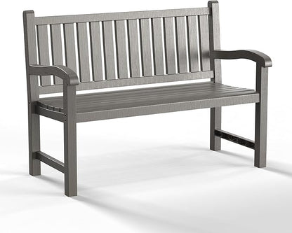 Garden Bench – Resin Classic Outdoor Bench, All-Weather Front Porch Bench for Patio, Yard & Garden