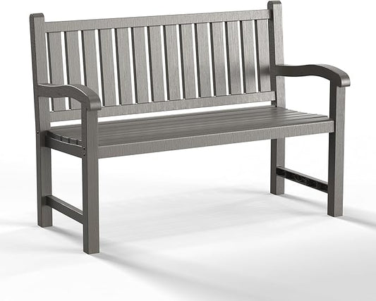 Garden Bench – Resin Classic Outdoor Bench, All-Weather Front Porch Bench for Patio, Yard & Garden