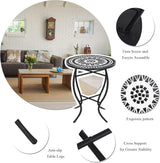 VCUTEKA Mosaic Outdoor Side Table, 14" Round Small Patio Accent Table Indoor End Table for Yard, Garden, Living Room - Photo 4
