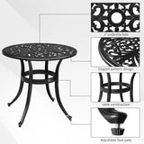 Cast Aluminum Round Table with 2 inch Umbrella Hole, Outdoor Patio End Side Table - Photo 5