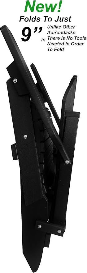 DuraWeather Poly® Classic King Size Folding Adirondack Chair (Black)