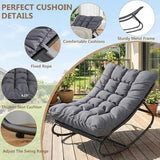 Outdoor Papasan Rocking Chair, Oversized Metal Frame Egg Rocker with Thick Waterproof Cushion, 450 lbs - Photo 6
