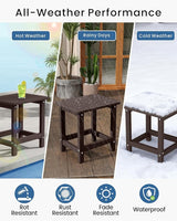 Weatherproof Outdoor Side Table, HDPE Small Outdoor Table for Adirondack, 16.6-Inch Patio Square End Tables for Garden - Photo 4