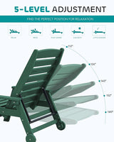 SERWALL Patio Chaise Lounge Chair Set of 2, 78'' Long 5-Positions Adjustable HDPE Outdoor Lounger for Pool - Photo 3