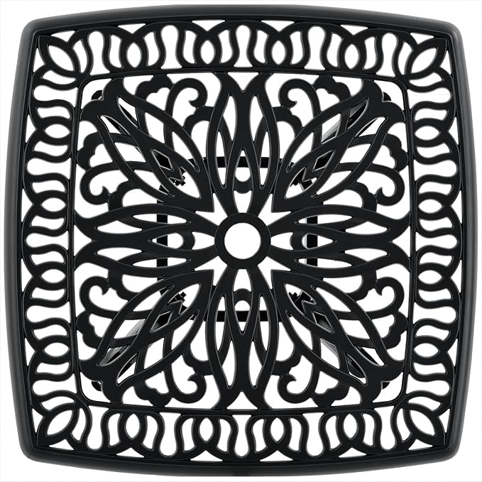 Outdoor 21" Cast Aluminum Square Side Table Set of 2 End Table for Patio, Backyard, Pool, Indoor Companion, Easy Maintenance and Weather Resistant, Black