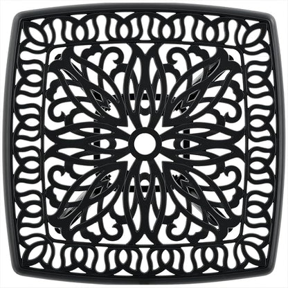 Outdoor 21" Cast Aluminum Square Side Table Set of 2 End Table for Patio, Backyard, Pool, Indoor Companion, Easy Maintenance and Weather Resistant, Black