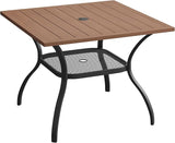 VICLLAX 37.8" Square Outdoor Patio Table, All Weather Metal Outdoor Dining Table for Lawn Garden - Photo 1