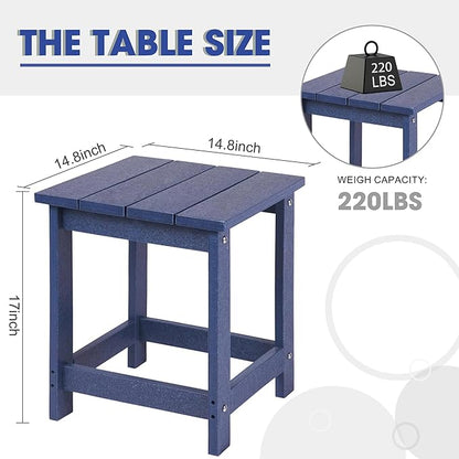 LZRS Adirondack Square Outdoor Side Table for Patio, Pool Composite Patio Table,HDPE End Tables for Backyard,Pool, Indoor Companion, Easy Maintenance & Weather Resistant(Navy Blue)