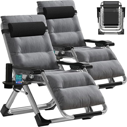 MOPHOTO Zero Gravity Chair, Outdoor Padded Lounge Chair with Side Table, Zero Gravity Recliner Chair, Outdoor Reclining Chair, Sturdy & Comfortable, Supports up to 440lbs