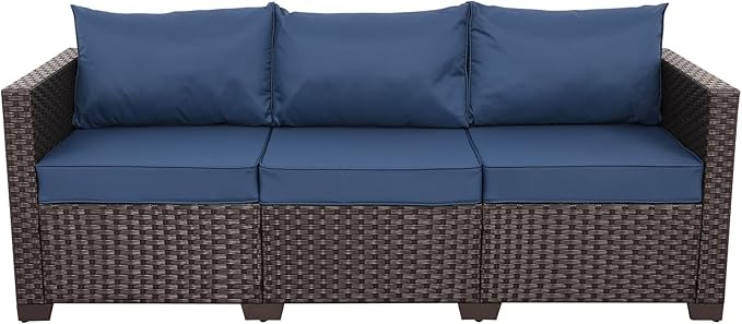 Valita Patio Furniture 3-seat Sofa Brown Wicker Outdoor Furniture Outdoor Couch Deep Seat High Backrest Waterproof - Photo 7