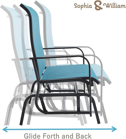 Sophia & William 2-Person Outdoor Glider Bench, Gliding Loveseat, Patio Glider Bench, All-Weather Resistant Textilene Fabric and Powder Coating Metal Frame