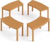 Tangkula Acacia Wood Outdoor Curved Bench Set of 4, Patio Garden Backless Fire Pit Bench with 1600 lbs Weight Capacity - Photo 9