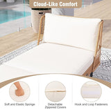 Tangkula Patio Rattan Daybed Set of 2, Boho Outdoor Wicker Lounge Sofa with Seat & Back Cushions - Photo 8