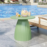 Round Metal Outdoor Patio Side Table, Steel Outdoor Accent Table, Small Patio End Table, for Garden, Pool, Yard, Balcony - Photo 8