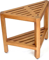 Asta Bora Solid Teak Indoor Outdoor Shower/Bath/Spa Corner Stool with Shelf, Fully Assembled, SpaTeak Collection, TB-009 - Photo 7