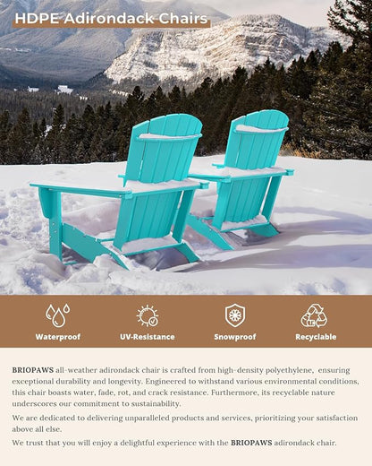 BRIOPAWS Adirondack-Chairs-Set of 4 | Fire Pit Chair | Oversized | HDPE Plastic | Weather Resistant | for Deck Outdoor Poolside Campfire | Aqua