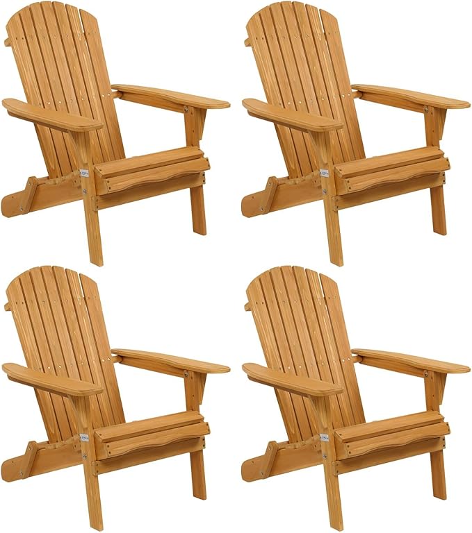 VINGLI Folding Adirondack Chairs Set of 4 Clearance Weather Resistant/Lawn Cheap Fire Pit Highwood Lounge Chairs-Patio - Photo 1