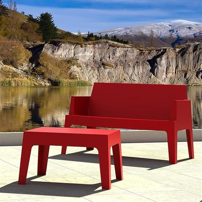 Compamia Box Resin Patio Coffee Table in Red, Commercial Grade