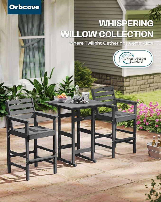 Adirondack Outdoor Bar Table, Durable HDPE Composite, Weather Resistant, Easy to Clean - Photo 7