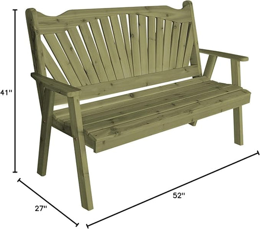 Furniture Barn USA Pine 4' Fanback Garden Bench, Linden Leaf Stain