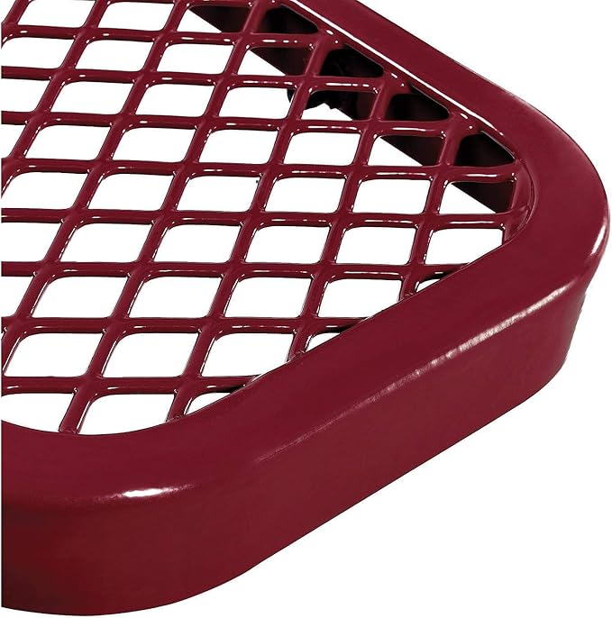 Global Industrial 6'L Heavy Duty Expanded Metal Mesh Flat Bench with Steel Frame, Portable Outdoor Bench, 1000 lbs Capacity, Red, 72" L x 14-1/2"W x 18" H