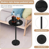 Black Drink Table Small Round Pedestal Side Table with Marble Base Modern Cocktail Table for Patio Sofa Couch Chair - Photo 5