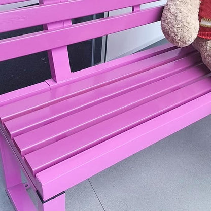 2-Person Outdoor Bench w/Backrest, Metal Steel Benches Furniture for Patio Garden Porch Entryway Indoor Deck Backyard Bench L:39" 47" 59"(Pink,47in)