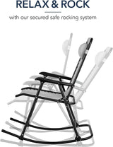 Best Choice Products Outdoor Folding Rocking Chair, Zero Gravity Lounge Chair, Patio Rocker w/Headrest Pillow - Ice Gray - Photo 4