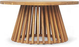 Merax Patio Outdoor Acacia Wood Round Coffee Table for Backyard, Lawn, Balcony, Teak Finish - Photo 5