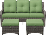 3-Piece Outdoor Couch Set, Include Wicker Patio Sofa with Thickened Olefin Cushions, High Back and Deep Seating - Photo 1