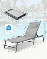 4 Pack Foldable Chaise Lounge Chair with Cup Holder - Photo 3