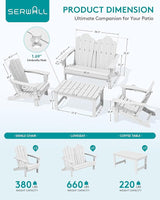 SERWALL 5 Pieces HDPE Patio Adirondack Chair Set - Photo 2