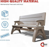 Convert-a-Bench 2-in-1 Outdoor Bench & Picnic Table - Foldable, Weather-Resistant Seating - Perfect for Patio, Lawn - Photo 3