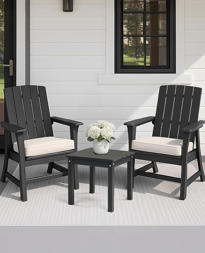 Outvita Adirondack Side Table, 18 Inch Square Outdoor End Table, HDPE Weather Resistant Coffee Table for Patio Balcony Deck Garden, Gray