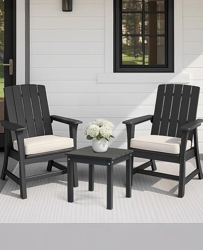 Outvita Adirondack Side Table, 18 Inch Square Outdoor End Table, HDPE Weather Resistant Coffee Table for Patio Balcony Deck Garden, Gray