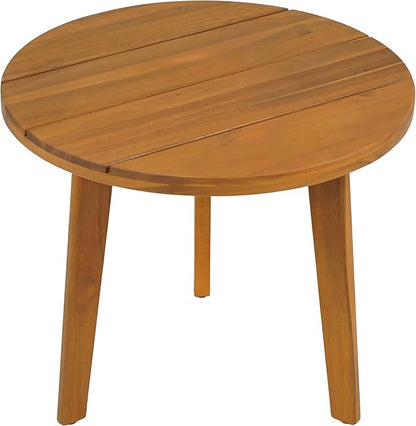 Christopher Knight Home Esther Small Outdoor Round Side Table, Slat Panel Coffee Table, Acacia Wood Side Desk for Backyard Balcony Garden, Weather Resistant Small Patio End Table, Teak