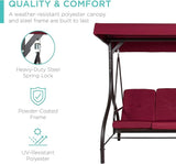 Best Choice Products 3-Seat Outdoor Large Converting Canopy Swing Glider, Patio Hammock Lounge Chair for Porch - Photo 3