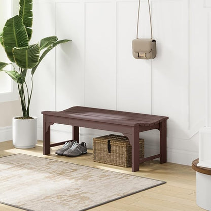 Costaelm Outdoor Benches Weatherproof, All Weather Resistant Park Bench Poly Lumber Backless Garden Bench Seat for Entryway Front Porch, Dark Brown