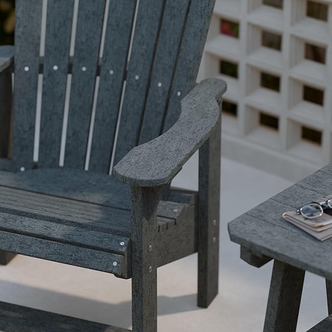 Wildridge Heritage Upright Adirondack Chair, Dark Gray - Outdoor All-Weather Poly Furniture for Patio, Deck, Yard