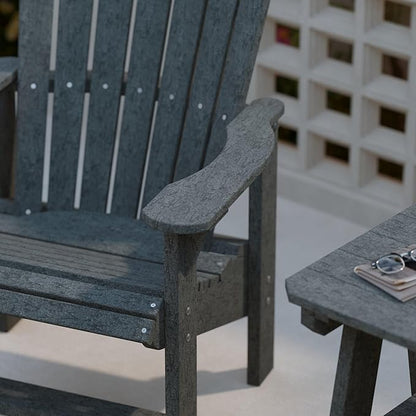 Wildridge Heritage Upright Adirondack Chair, Dark Gray - Outdoor All-Weather Poly Furniture for Patio, Deck, Yard
