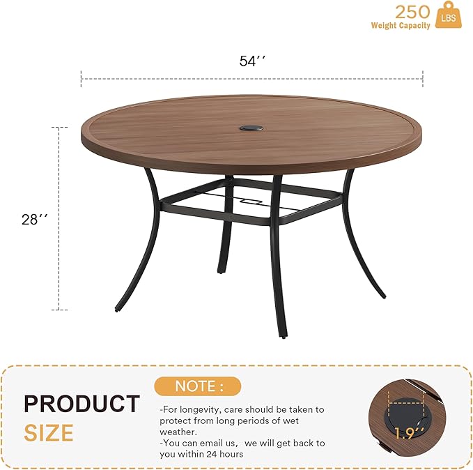 VICLLAX 53" Outdoor Round Patio Table for Lawn Garden - Photo 3