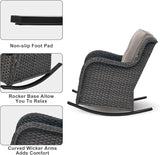 Rilyson Patio Chairs Outdoor Rocking Chair - 2 Piece Wicker Rattan Rocker Chairs Set with High Back and Deep Seating - Photo 3