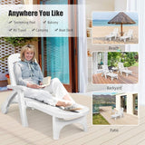 COSTWAY 2PCS Folding Chaise Lounge with Wheels, 5-Position Adjustable Recliner for Sunbathing, Seaside (White) - Photo 3