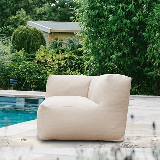 Dineli Modern Coner Chair Arm-Rest Chair Outdoor Furniture Comfy Patio Couch Sofa Outdoor Bean Bag Chair Creating a Unique Patio Garden Modular Contemporary Sofa, Lazy Sofa for Outside (Light Beige)
