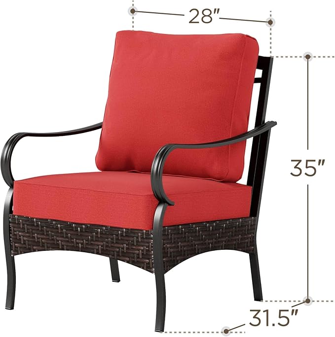 Sophia & William Extra Large Outdoor Patio Sofa Chairs Set 2 PCS Heavy-Duty Porch Furniture with High Back & Deep - Photo 6