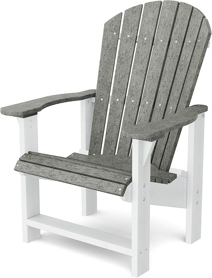Wildridge Heritage Upright Adirondack Chair, Dark Gray and White - Outdoor All-Weather Poly Furniture for Patio, Deck, Yard